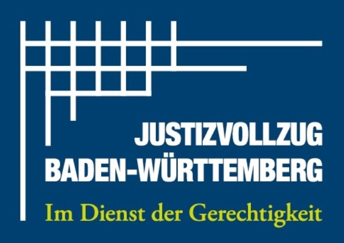 Logo der Karriereseite Justizvollzug Baden-Württemberg: Ein blauer Hintergrund mit dem Schriftzug 