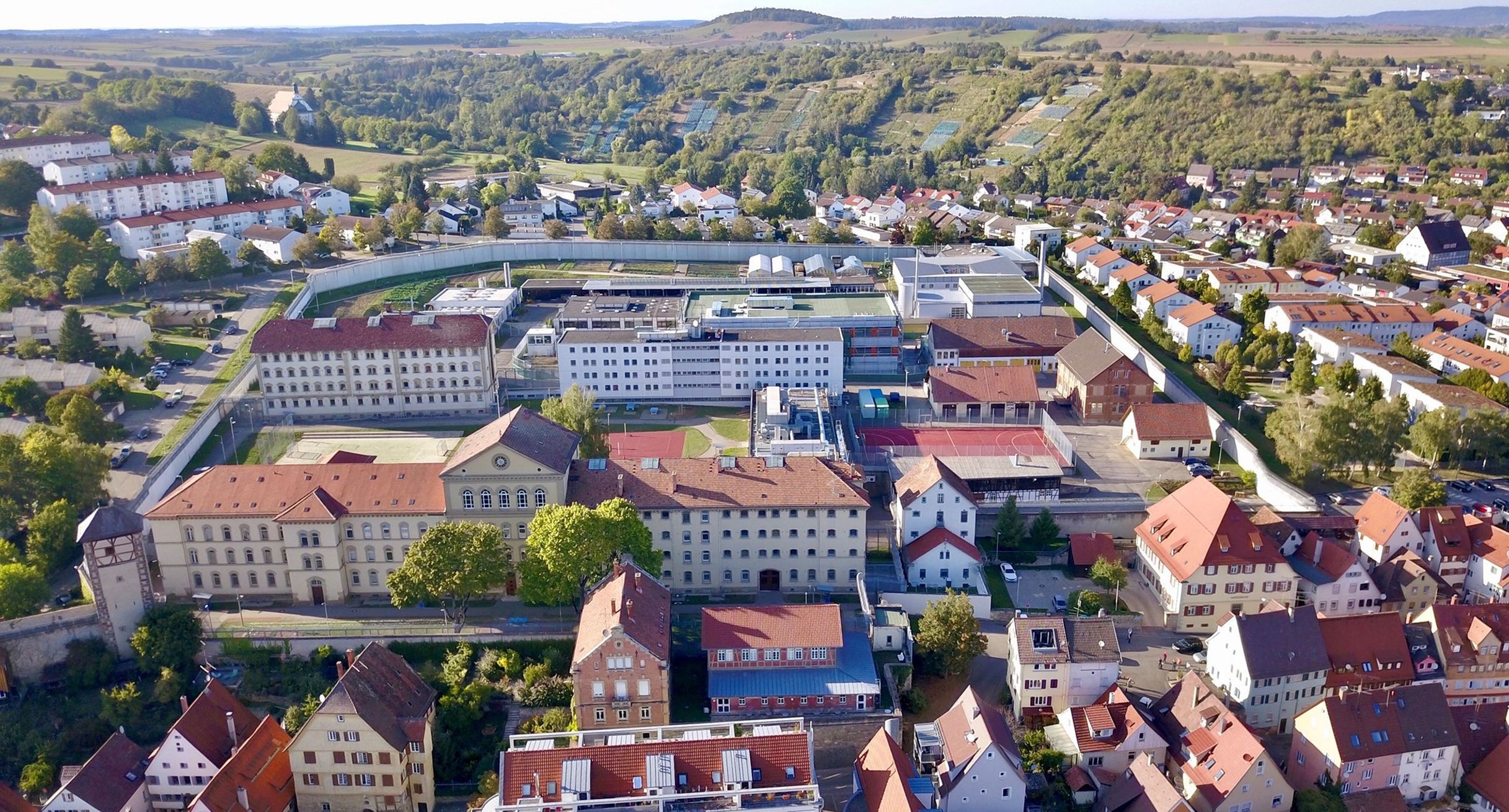 Luftbild der Justizvollzugsanstalt Ravensburg